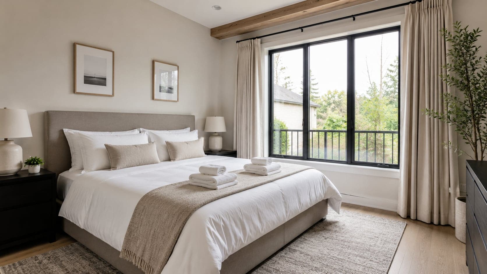 Chambre préparée pour l'arrivée d'un voyageur